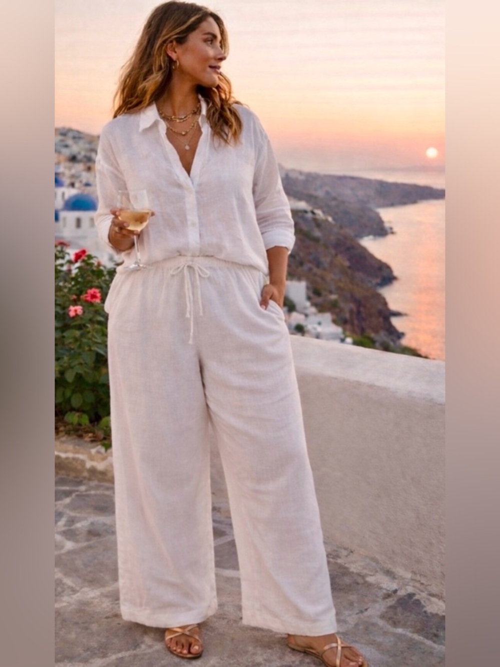 GAP Linen Blend Wide Leg Pants XXL White Pull On Elastic Waist Summer Sold Out - Picture 12 of 12
